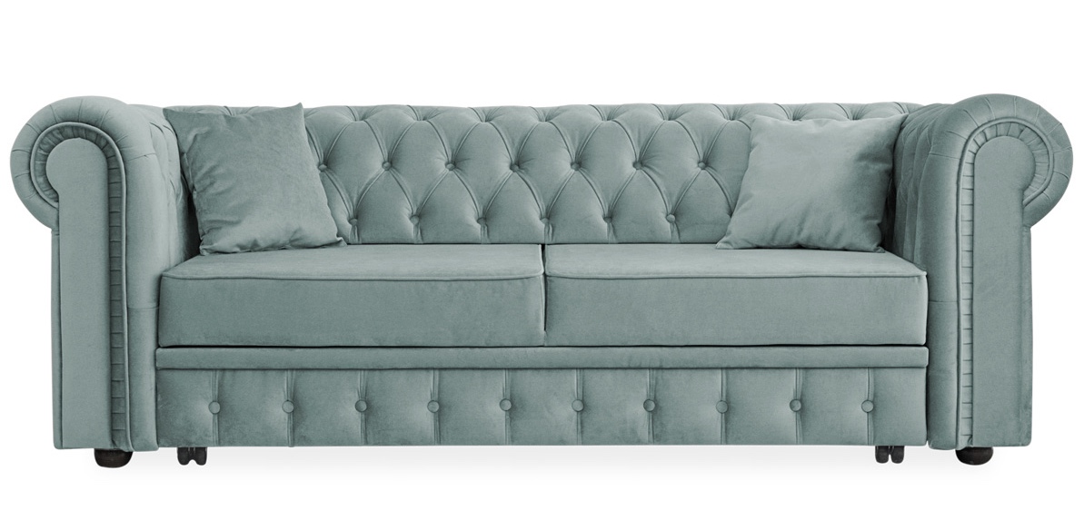 Диван Честер Люкс 3-х местный Серо-голубой