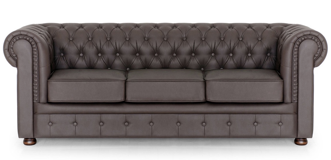 Диван Честер  3-х местный Серо-коричневый